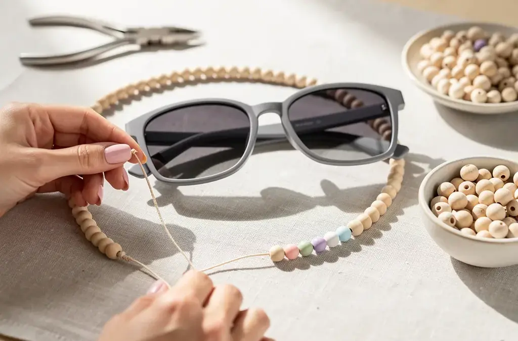 DIY-Brillenband aus Schnüren und Perlen für individuelle Sonnenbrillen gestalten