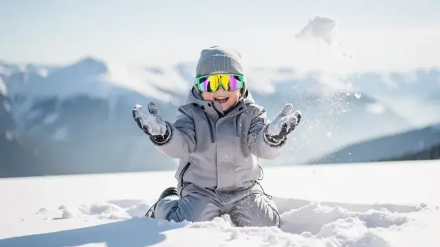Kinder in Sonnenbrillen beim Ski fahren schützen ihre Augen vor UV-Strahlung