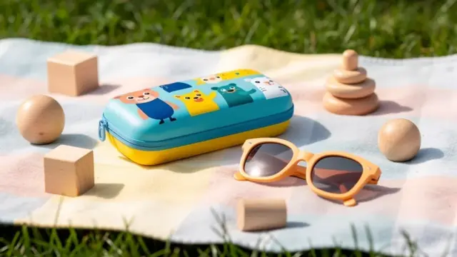 Robustes Kinder Sonnenbrille Etui in buntem Design für sicheren Schutz