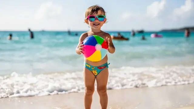 Sonnenbrille für Kinder am Strand mit UV400-Schutz und flexiblem Design
