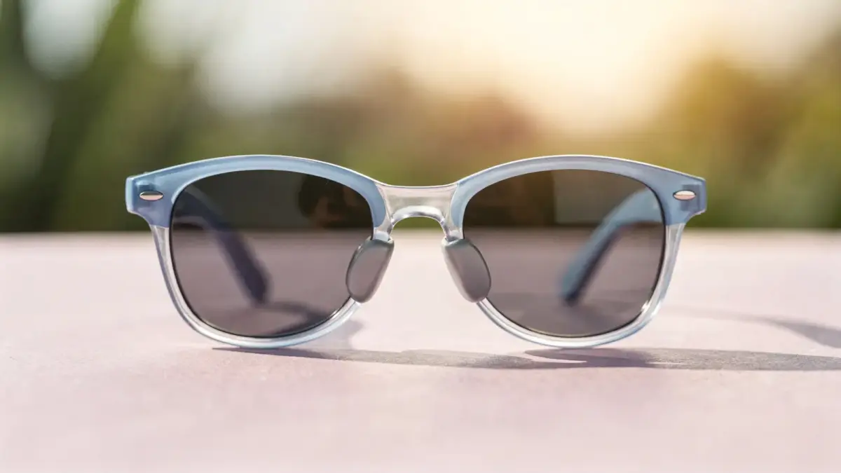 Kindersonnenbrille mit Halt ohne Druck, sicher und bequem auf hellem Hintergrund