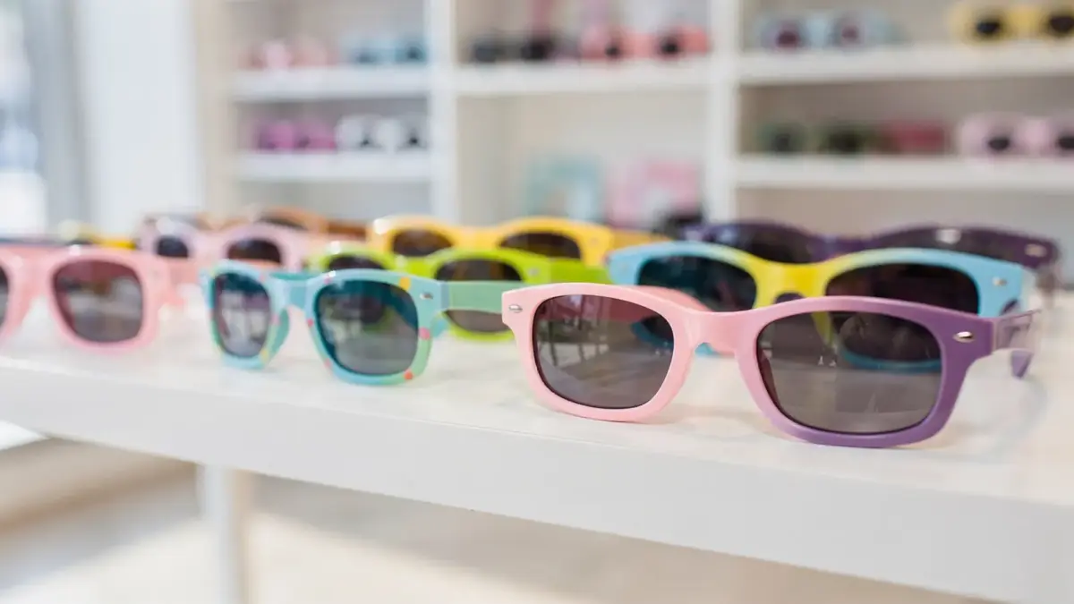 Kindersonnenbrillen in einem Ladenregal zum Thema Kindersonnenbrille Preis