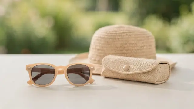 Kinder-Sonnenbrille auf Tisch für empfindliche Augen bei Kindern