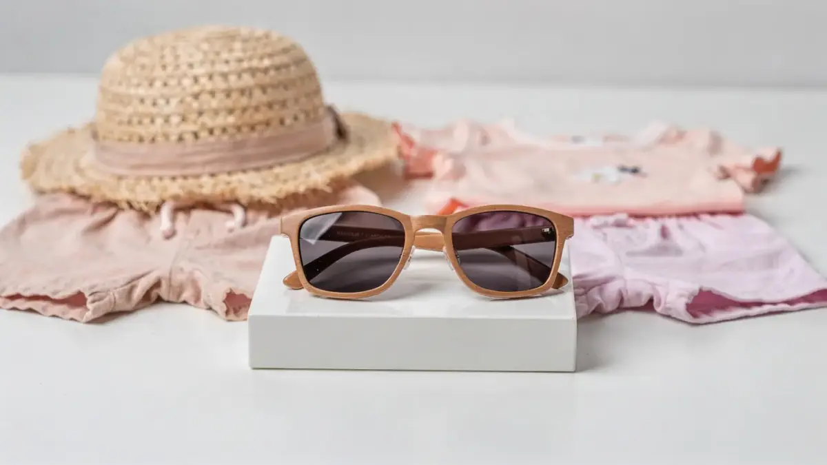 Sonnenbrille für Kleinkinder auf kindgerechter Ablage zum Thema richtig sitzende Sonnenbrille