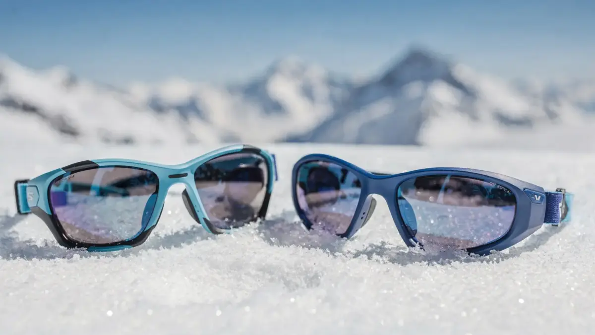 Kindersonnenbrille im Schnee mit UV-Schutz gegen Sonne und Reflexion