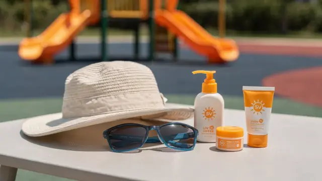 UV-Schutz für Kinder: Sonnenhut, Sonnenbrille und Sonnenschutz bei Kinderaugen im Freien