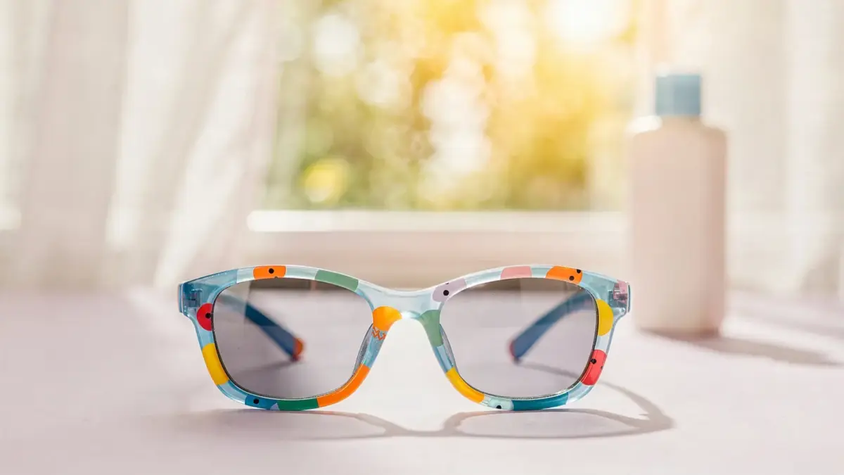 Kindersonnenbrille mit UV-Schutz für den Artikel über UV400, UVA und UVB