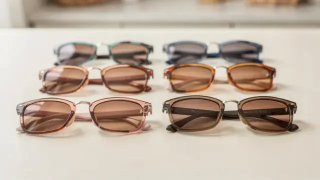 Getönte Gläser mit UV-Schutz: Kinder-Sonnenbrille auf hellem Untergrund