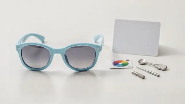 Kindersonnenbrille mit UV-Testkarte zur Prüfung der UV400-Kennzeichnung