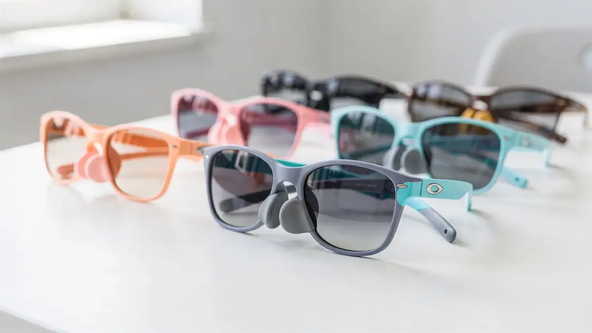 Flexible Nasenpads an einer Kindersonnenbrille auf hellem Hintergrund zum Thema Nasenpads