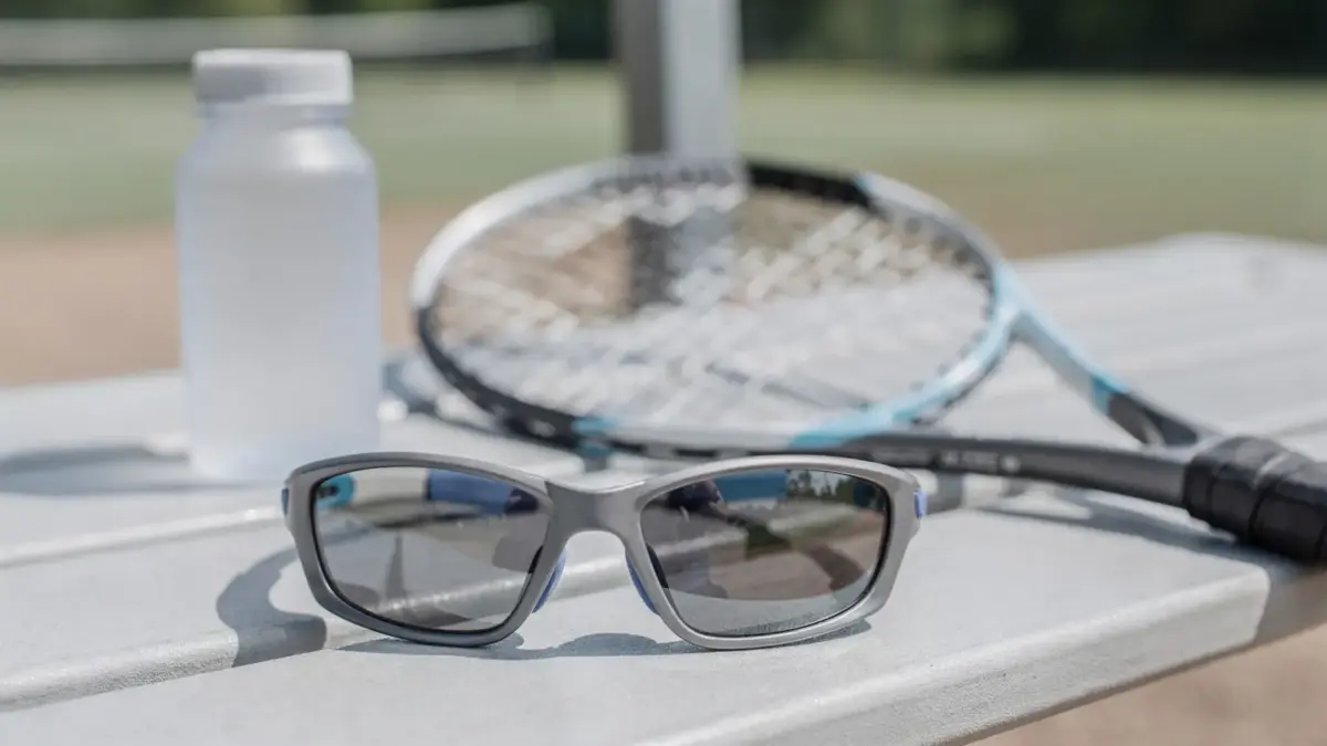 Kinder-Sportbrille mit UV400-Schutz in einer sportlichen Umgebung